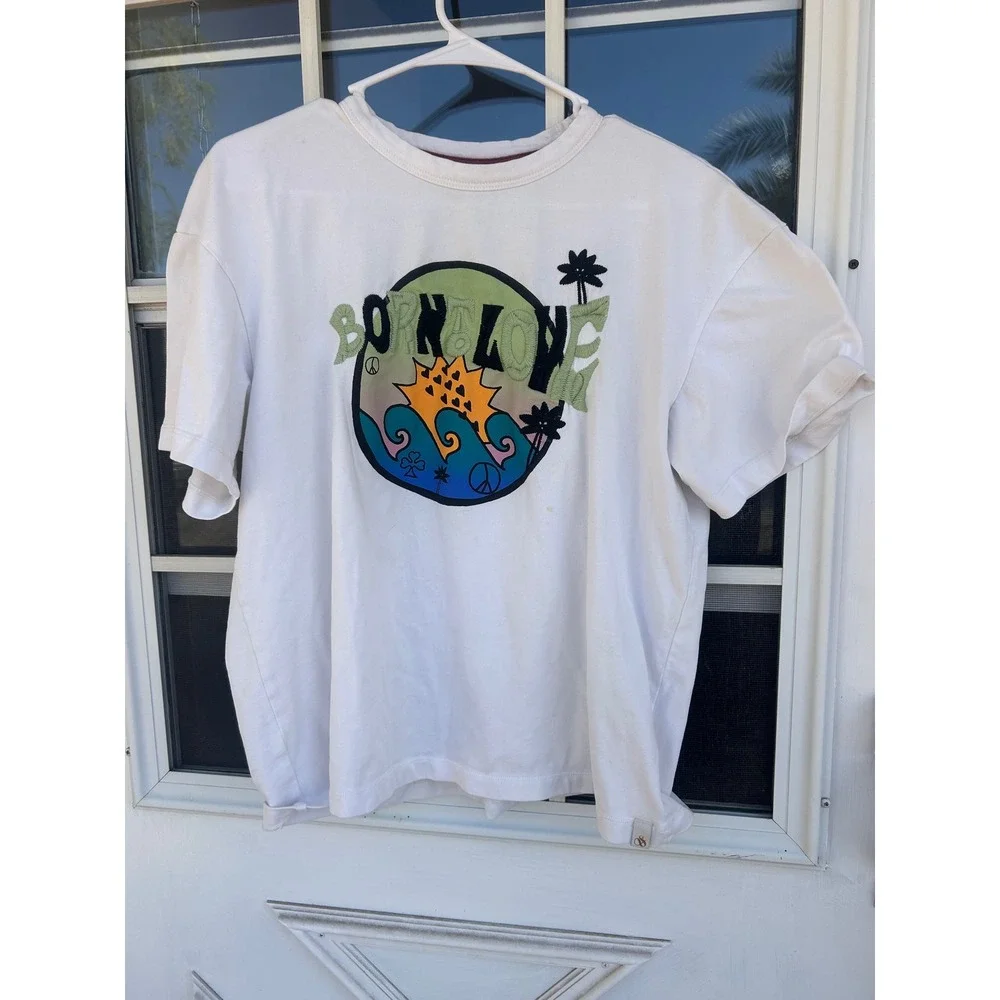 Scotch & Soda Mens Born To Love Graphic T-Shirt‎ White Organic Cotton Size M